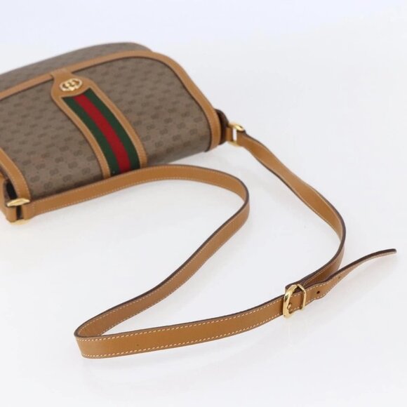 GUCCI Micro GG Supreme Web Sherry Line Bag PVC Beige 001 115 0914 Auth BA7111 - Picture 8 of 16